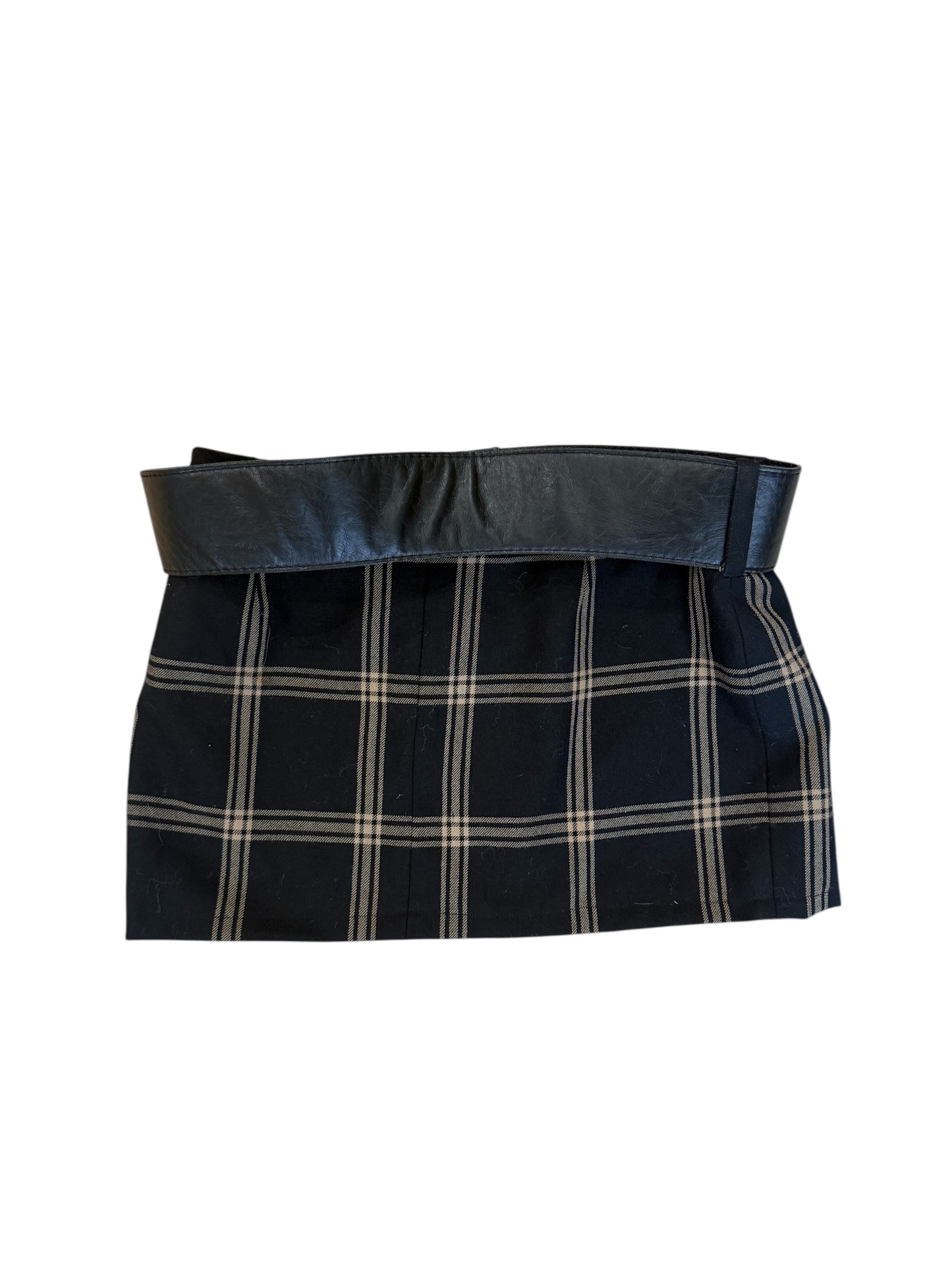 I.N.C Plaid Mini Skirt With Leather Belt