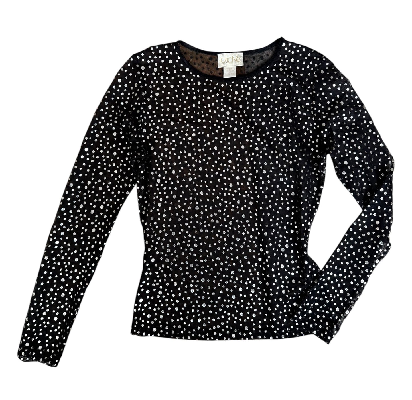 Caché Mesh Long Sleeve With Metallic Dots (M)
