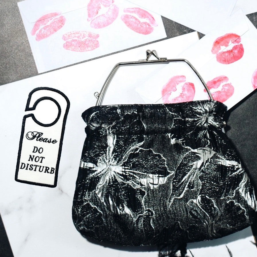 Vintage Brocade Clutch with Silver Kiss-Lock Closure