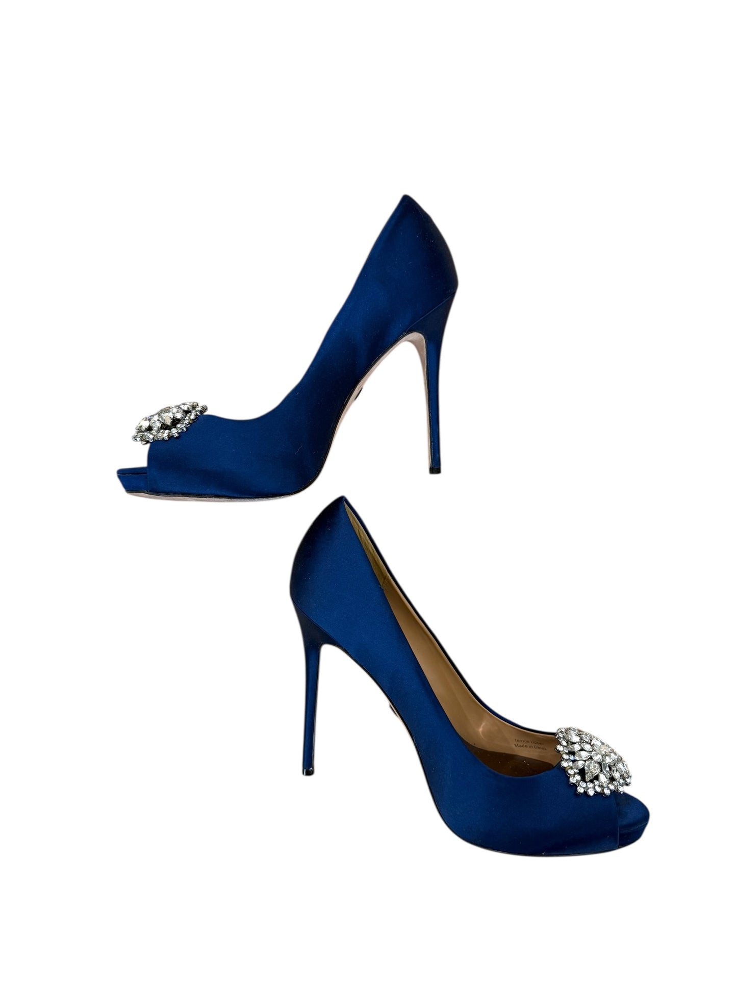 Badgley Mischka Satin Blue Crystal Heels