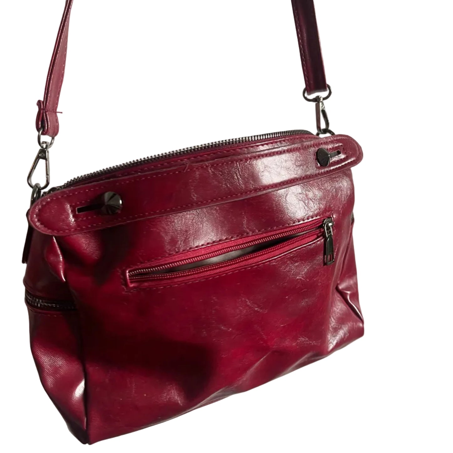 Red Leather Studded Purse