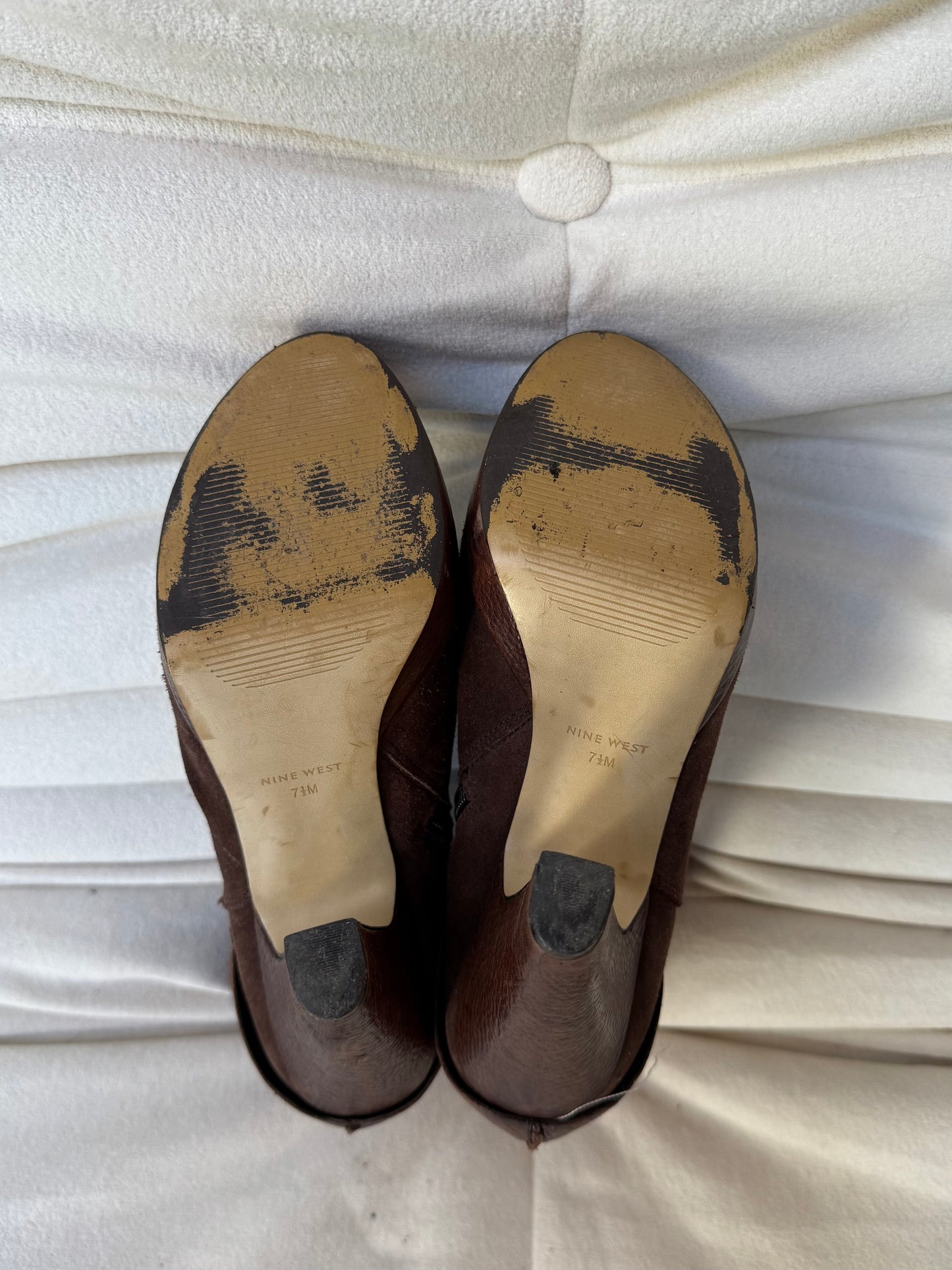 Nine West Suede Brown Buckled Boots