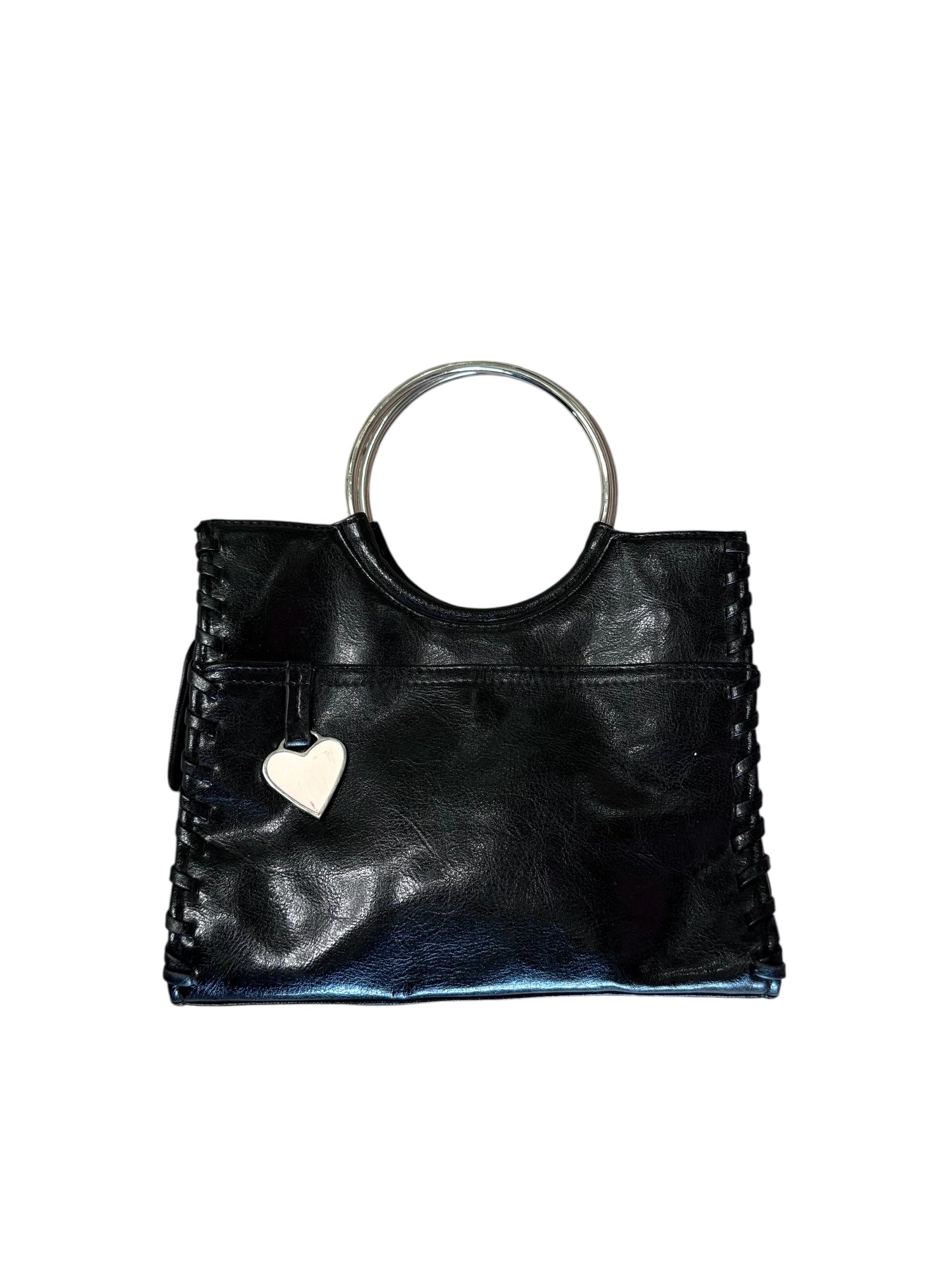 Black Leather Purse With Silver Handle