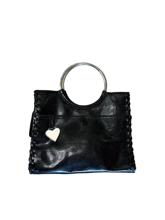 Black Leather Purse With Silver Handle