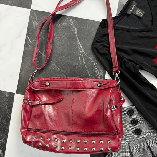 Red Leather Studded Purse
