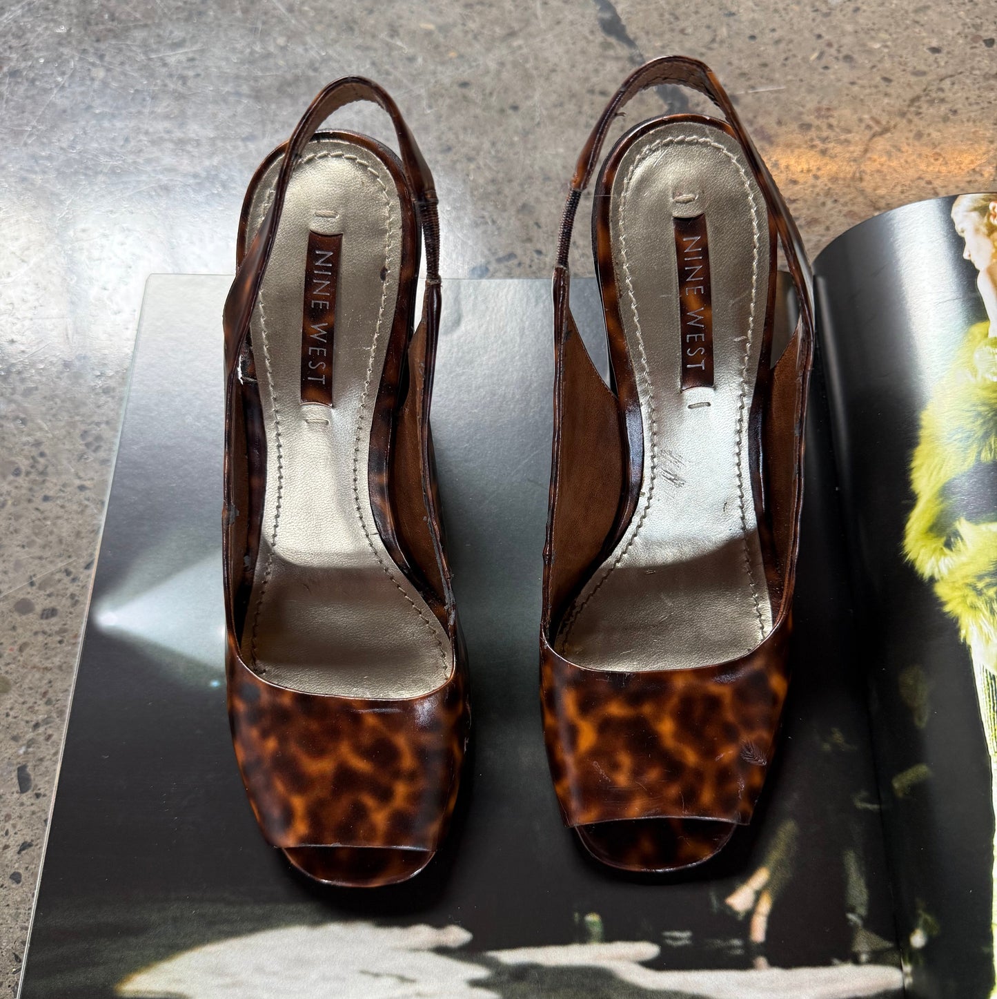 Nine West Tortoise Slingback Platform Heels (7)