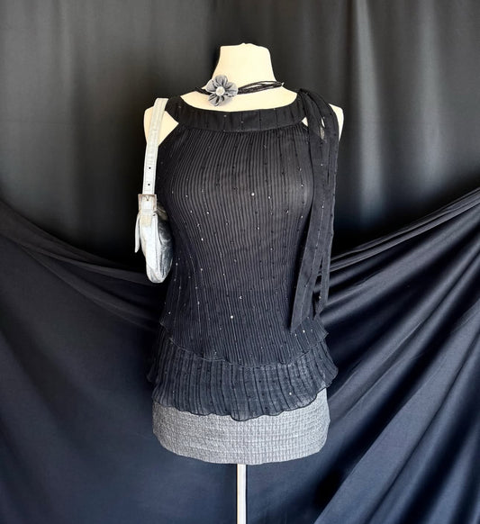 Pleated Blouse With Sequins