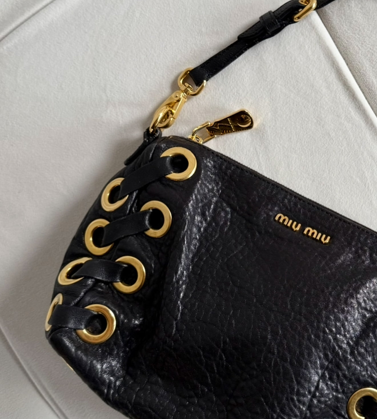 Black Miu Miu Purse With Gold Hardware