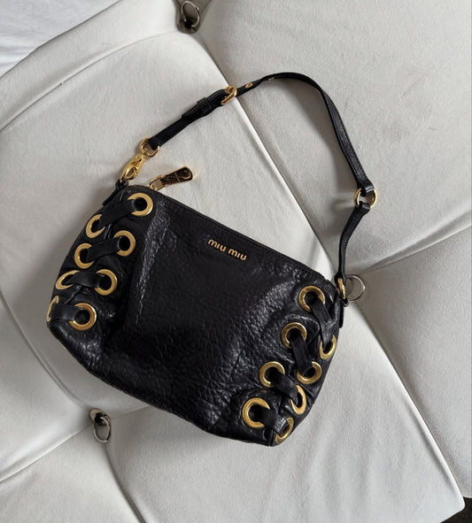 Black Miu Miu Purse With Gold Hardware