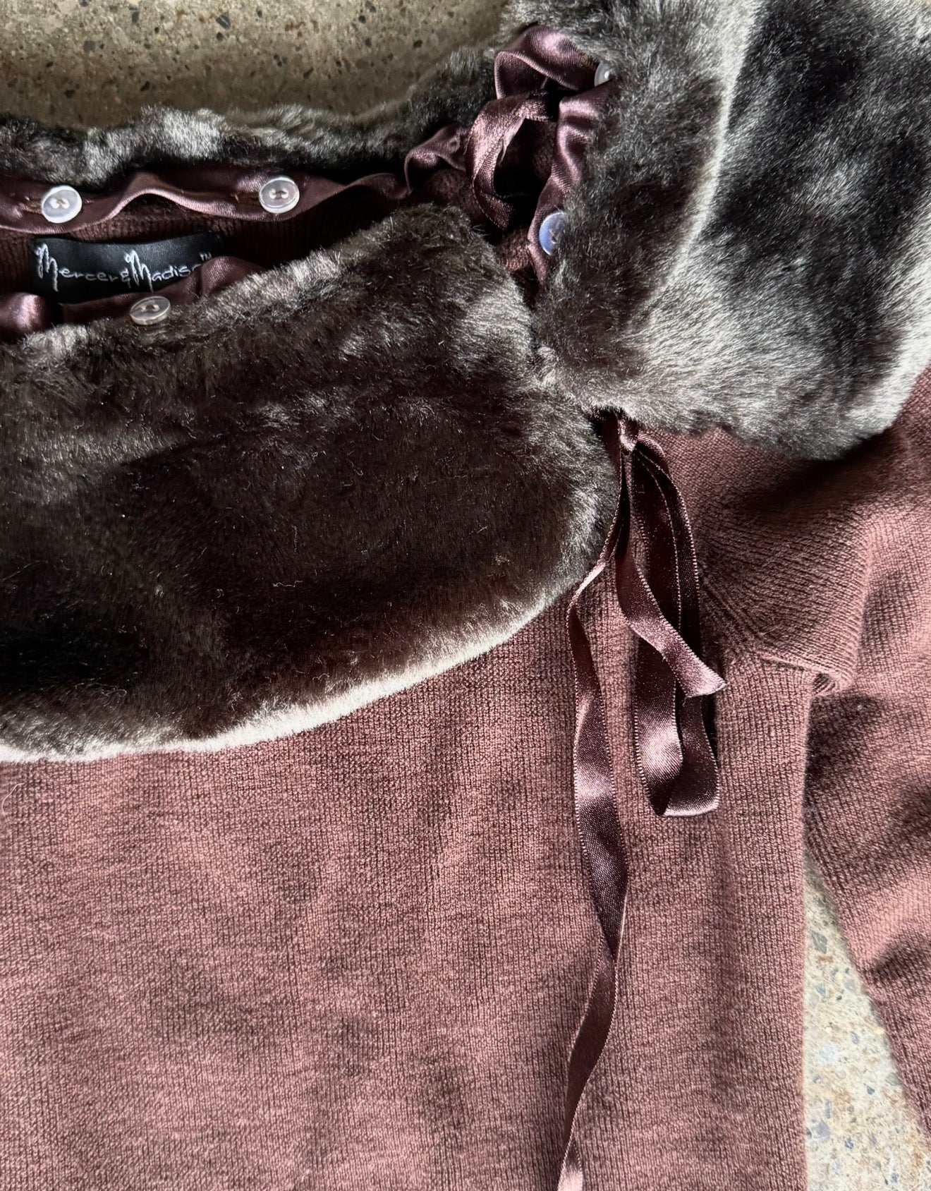 Mercer & Madison Wool Sweater With Faux Fur Trim