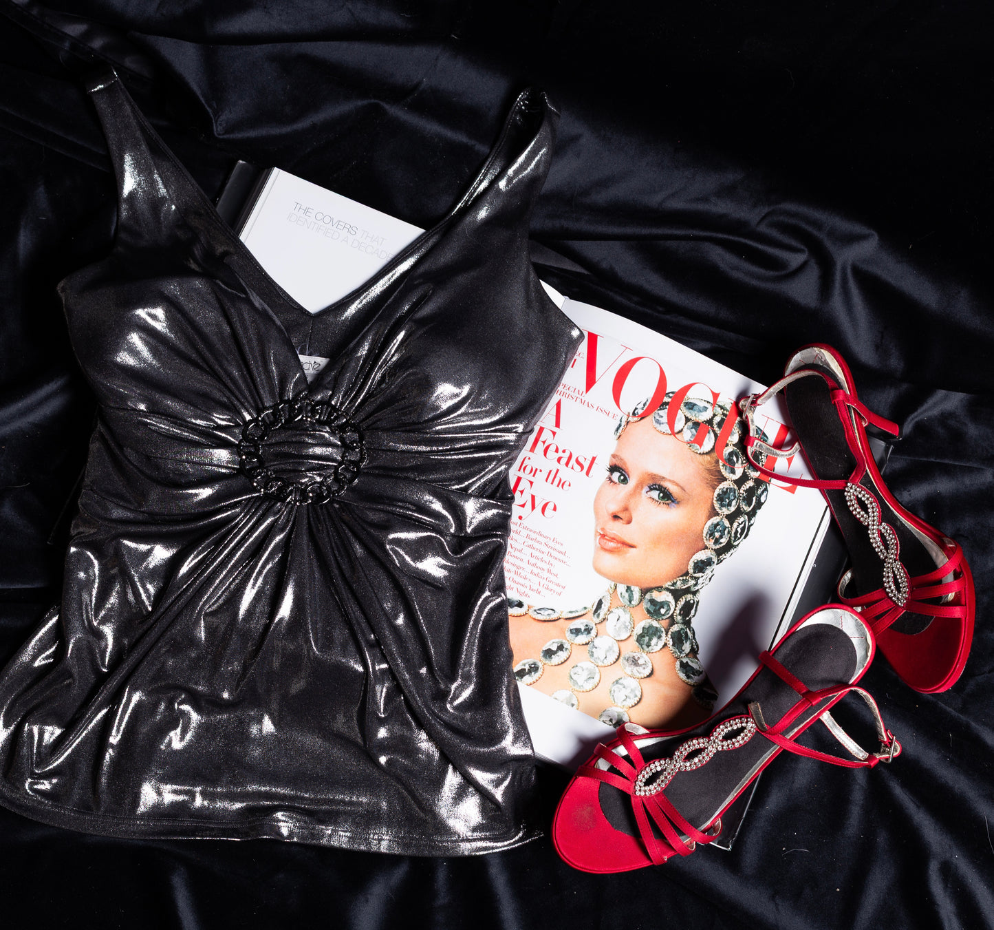 Caché Gunmetal Tank With Built In Bra